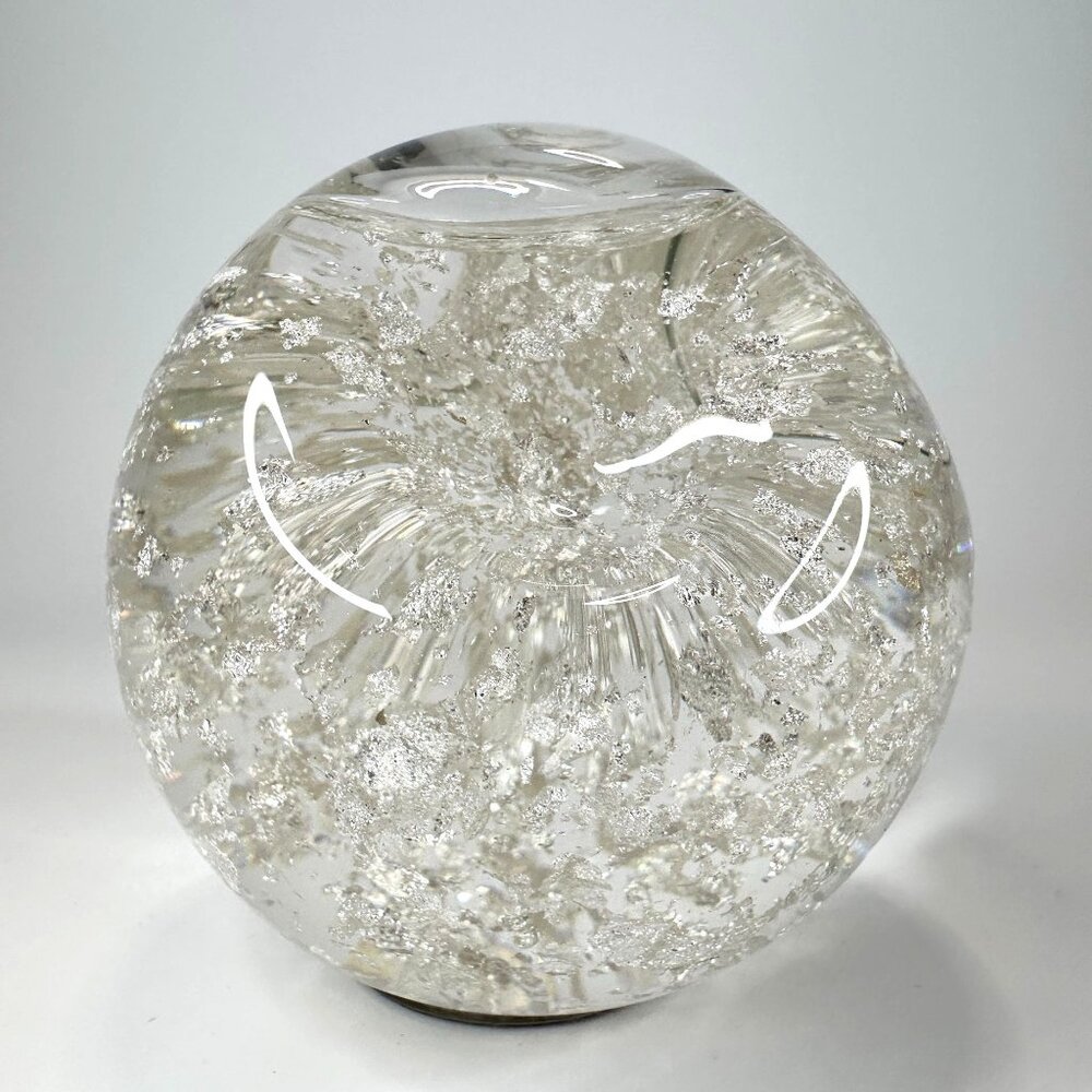 Goldenflow Studios Hand Blown .999 Fine Silver Infused Paperweight Snow Globe 3"